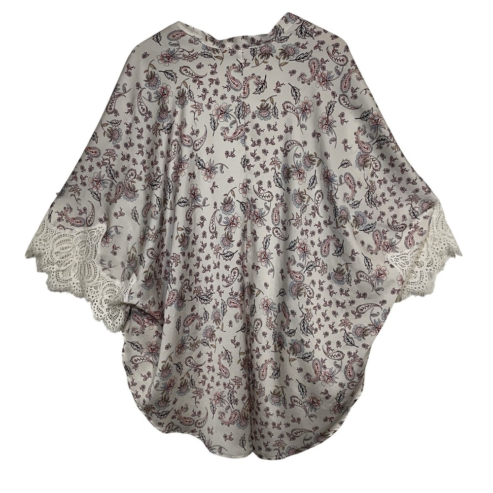 Victoria's Secret White Floral‎ Paisley Kimono with Lace Sleeves XS/S - Picture 8 of 9